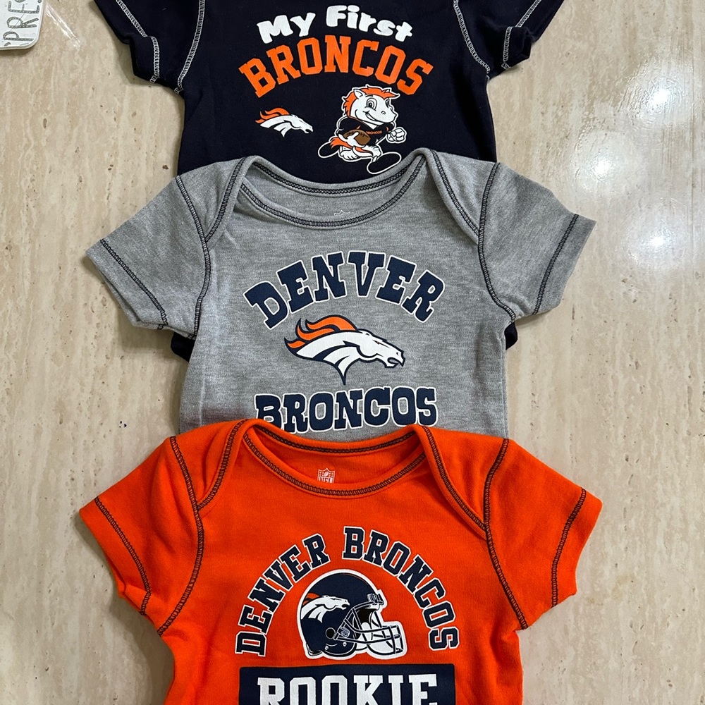 12 mos broncos onesies NWOT